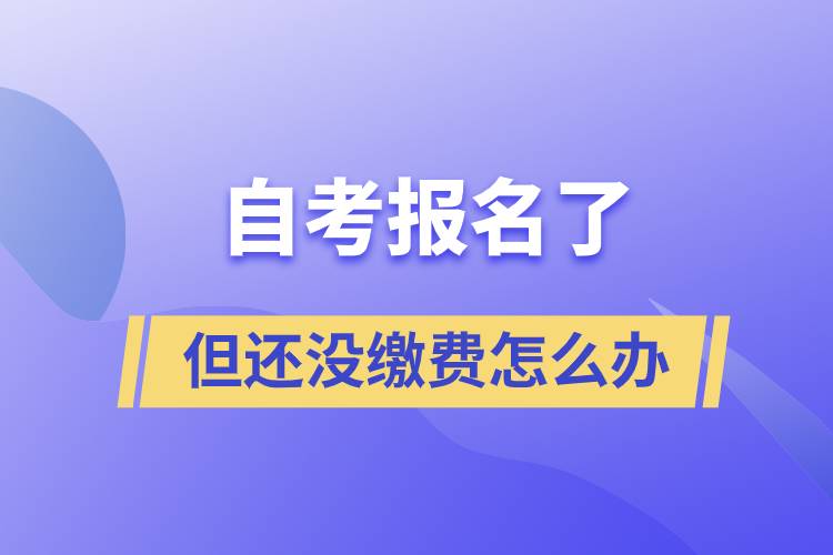 自考报名了但还没缴费怎么办