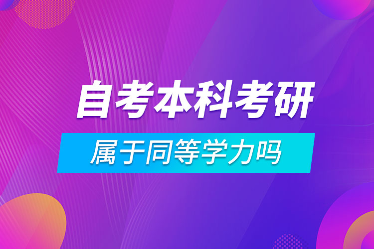 自考本科考研属于同等学力吗