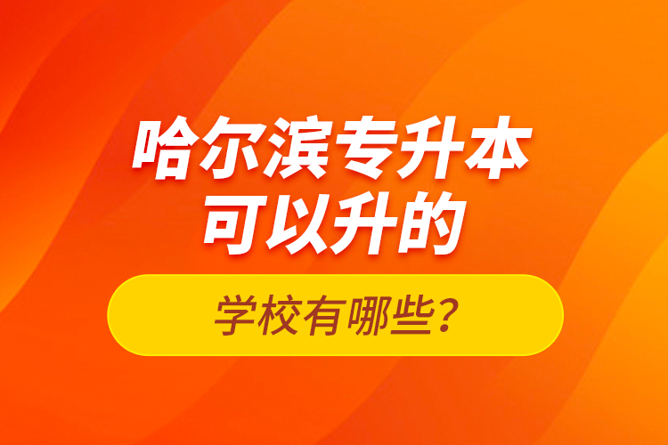 哈尔滨专升本可以升的学校有哪些？